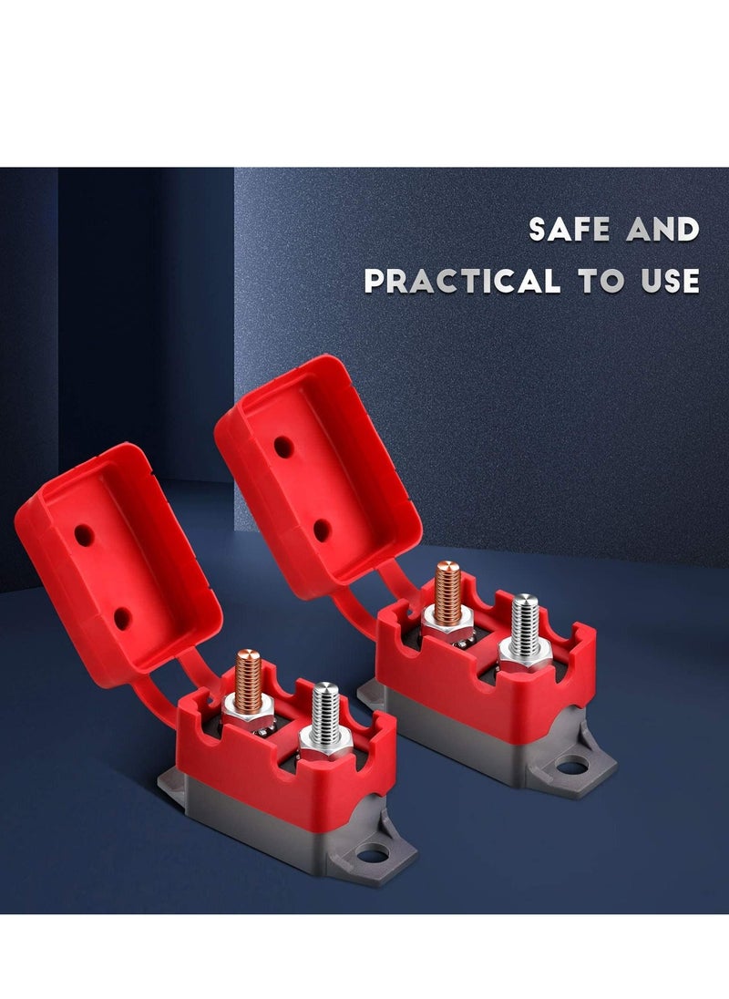 Excefore Circuit Breaker, 4 Pieces Dc 50A 12V - 24V Automatic Reset Circuit Breakers  with Cover Stud Bolt for Automotive and More  - Image 3