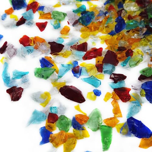 TWINKLING High Luster Crushed Glass, Broken Glass, Glass Gems Chips for DIY Resin Art Epoxy Crafts, Nail Art, Geode Painting, 1-3mm(200g) (Mixted Color) - Image 1