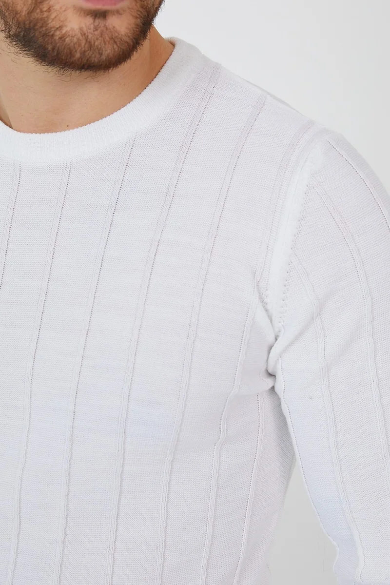 Cool Tarz Cool Style White Men's Round Neck Knitted KNITWEAR-TRZ21722R01M