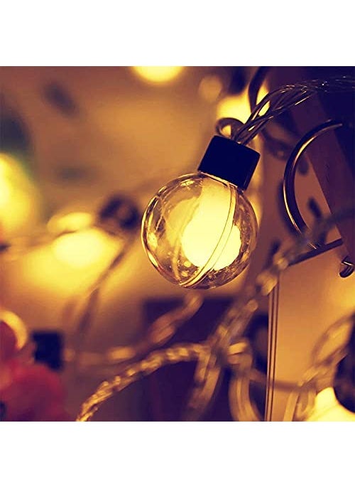 Generic Fairy Double Glass String Ball Light 14 LED Outdoor String Lights Waterproof Crystal Water Drop Fairy Lights Decoration Lighting for Diwali Home Garden Christmas  - Image 4