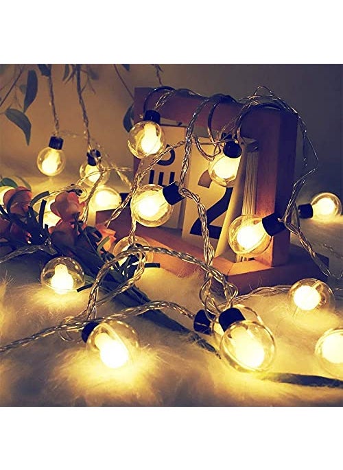 Generic Fairy Double Glass String Ball Light 14 LED Outdoor String Lights Waterproof Crystal Water Drop Fairy Lights Decoration Lighting for Diwali Home Garden Christmas  - Image 2
