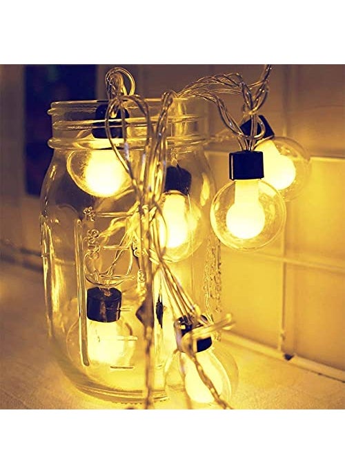 Generic Fairy Double Glass String Ball Light 14 LED Outdoor String Lights Waterproof Crystal Water Drop Fairy Lights Decoration Lighting for Diwali Home Garden Christmas  - Image 1