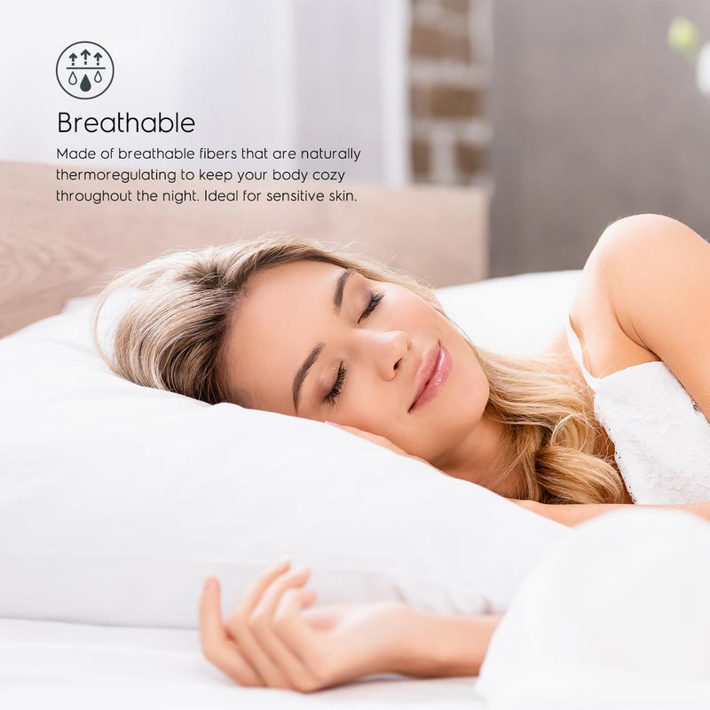 Tafts Tafts 100% Viscose derived from Bamboo Sheets Full Size Bed Sheet Set  17 Inch Deep Pockets  Luxuriously Soft  Silky  Cooling Sheets  Double Stitched  Lifetime Quality Promise (Cool White)  - Image 3
