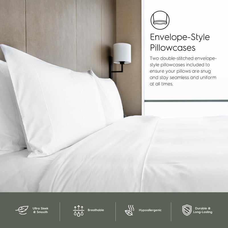 Tafts Tafts 100% Viscose derived from Bamboo Sheets Full Size Bed Sheet Set  17 Inch Deep Pockets  Luxuriously Soft  Silky  Cooling Sheets  Double Stitched  Lifetime Quality Promise (Cool White)  - Image 5