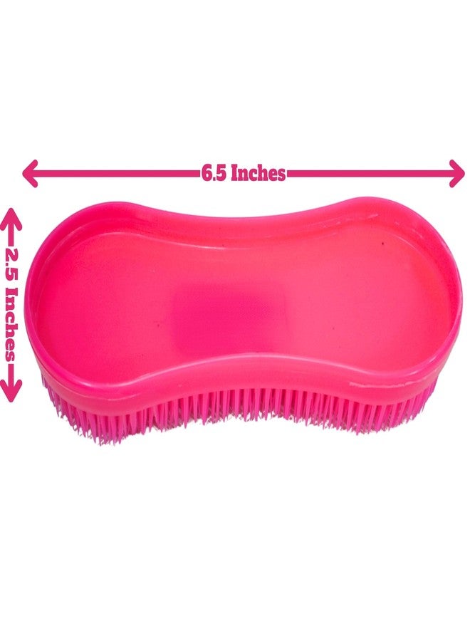 إنتريبيد إنترناشونال فرشاة تنظيف الخيول السحرية من إنتريبيد إنترناشونال، لمجموعة العناية بالخيول، مزودة بشعيرات بلاستيكية متينة، فرش تنظيف الخيول، لون وردي داكن - Image 3