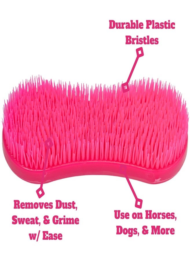 إنتريبيد إنترناشونال فرشاة تنظيف الخيول السحرية من إنتريبيد إنترناشونال، لمجموعة العناية بالخيول، مزودة بشعيرات بلاستيكية متينة، فرش تنظيف الخيول، لون وردي داكن - Image 2