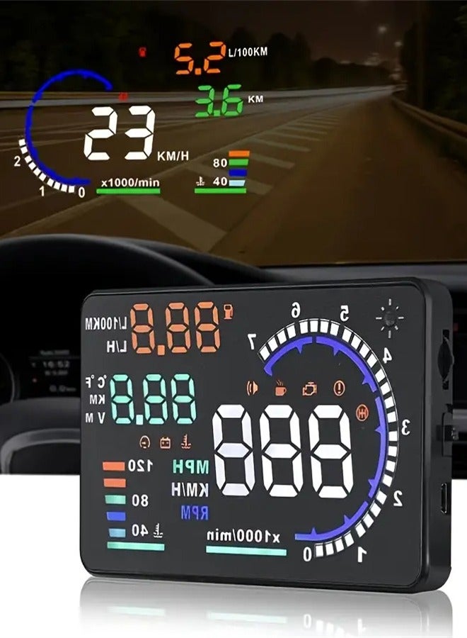شاشة عرض رأسية للسيارة عالية الدقة مقاس 5.5 بوصة: عداد السرعة OBD2 وملحقات الإنذار لتعزيز القيادة - Image 1