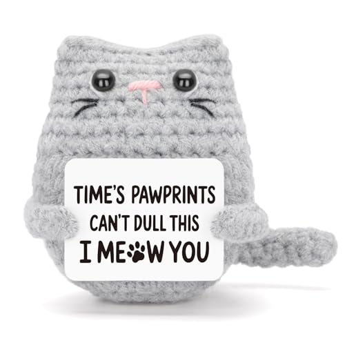 FunisFun Crochet Cat Positive Crochet Animals for Friend Mom Dad Emotional Nuggets Support Birthday Gifts for Coworker - Image 1