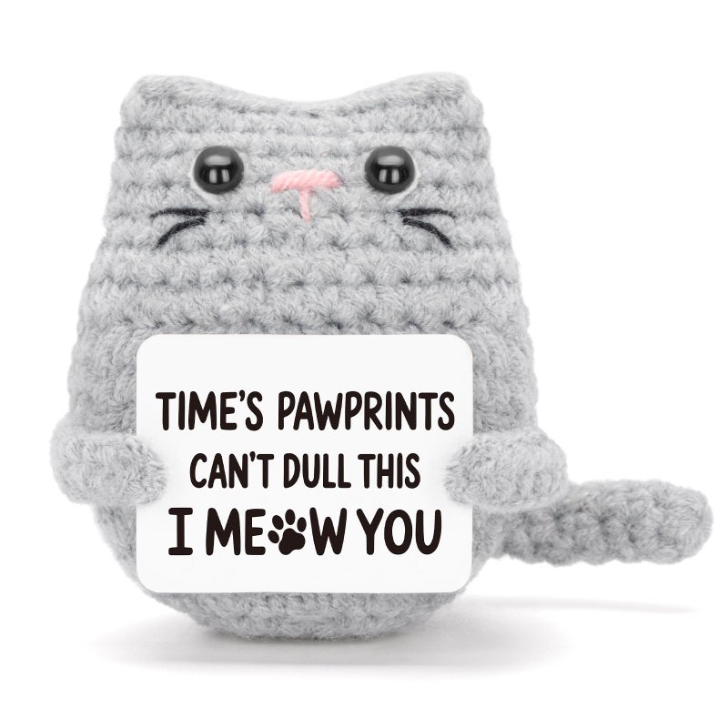 FunisFun Crochet Cat Positive Crochet Animals for Friend Mom Dad Emotional Nuggets Support Birthday Gifts for Coworker - Image 3