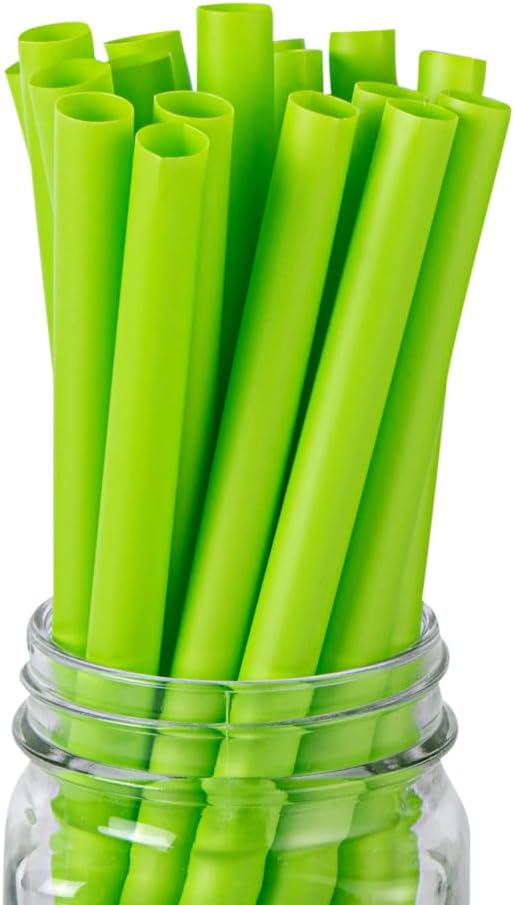 RestaurantwareBasic Nature 91 Inch Disposable Boba Straws 100 Sustainable Straws  Wider Mouth Doesnt Alter Flavors Green PLAPBAT Straws For Hot And Cold Drinks - Image 1