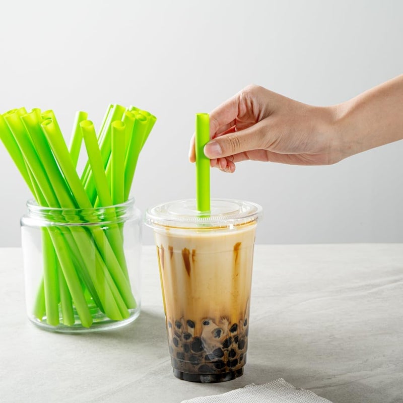 RestaurantwareBasic Nature 91 Inch Disposable Boba Straws 100 Sustainable Straws  Wider Mouth Doesnt Alter Flavors Green PLAPBAT Straws For Hot And Cold Drinks - Image 5