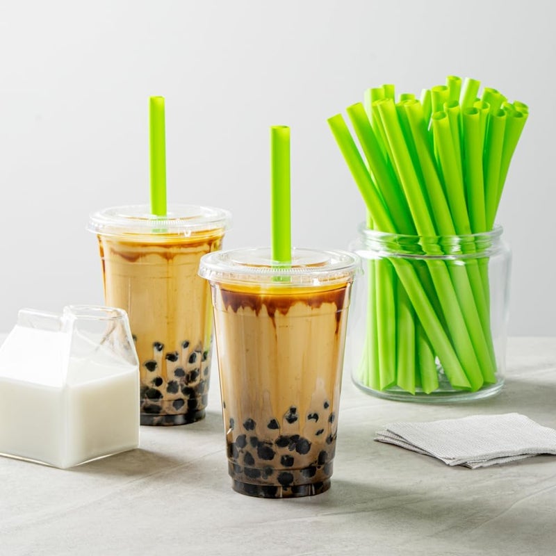 RestaurantwareBasic Nature 91 Inch Disposable Boba Straws 100 Sustainable Straws  Wider Mouth Doesnt Alter Flavors Green PLAPBAT Straws For Hot And Cold Drinks - Image 3