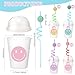 Yaomiao Smile Face Sipper Cups with Straws and Lids 12 oz Clear Plastic Cups Happy Face Party Cups with Dome Lids Happy Party Favors for Kids Tea Coffee Smoothie Cold Drinks64 Pack - Image 4