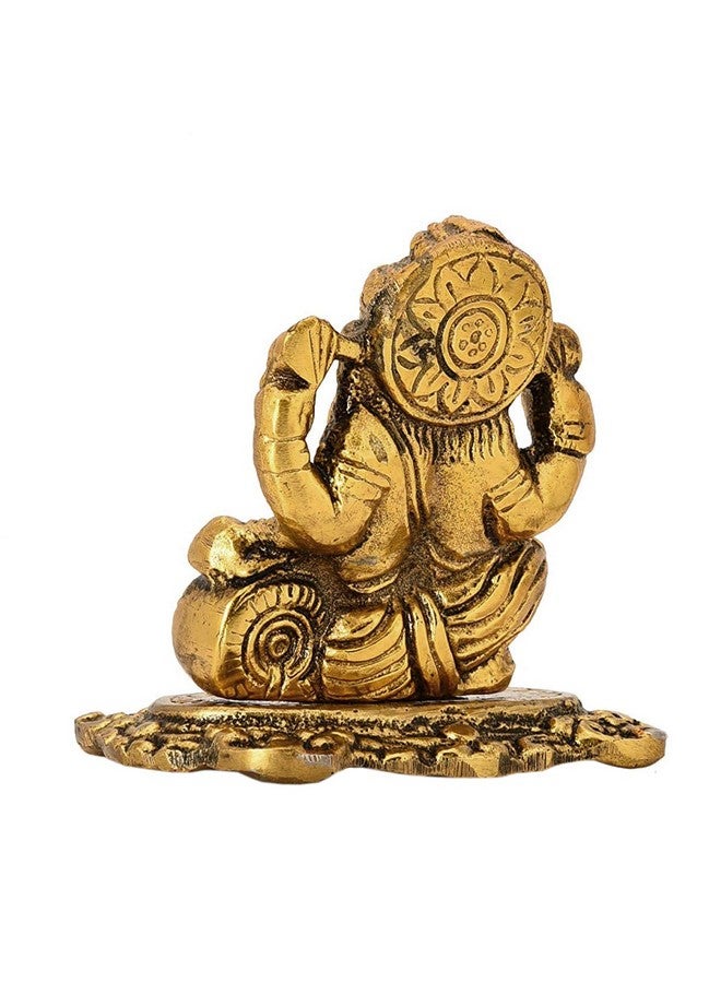 Ascension تمثال اللورد غانيشا المصمم من المعدن الذهبي برونزي إله الهندوس غانيش غانباتي جالس تمثال البركة تمثال غانباتي لتزيين المنزل لعيد ديوالي وعبادة المنزل هدايا المهرجان - Image 5