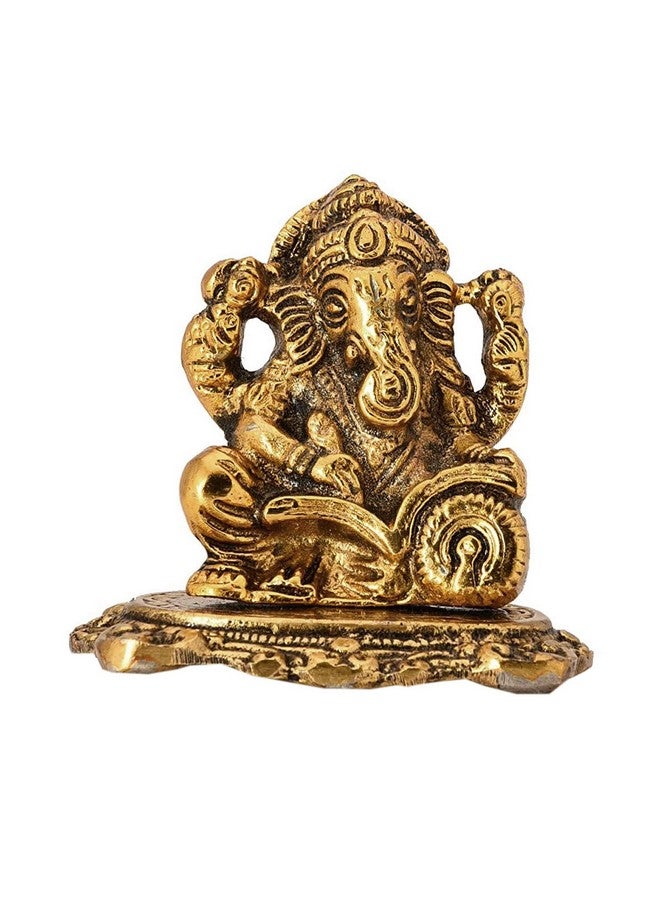 Ascension تمثال اللورد غانيشا المصمم من المعدن الذهبي برونزي إله الهندوس غانيش غانباتي جالس تمثال البركة تمثال غانباتي لتزيين المنزل لعيد ديوالي وعبادة المنزل هدايا المهرجان - Image 4