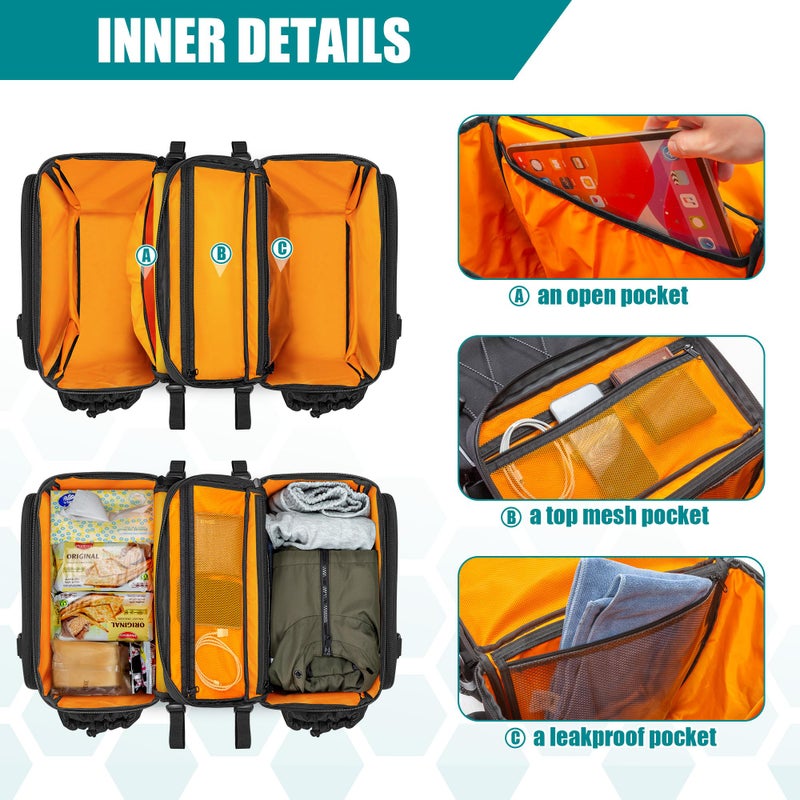 Marscamd 50L Bike Panniers with a Rain Cover, Bike Saddle Bag with Expandable Compartment and Multiple Pockets, Black - Image 2