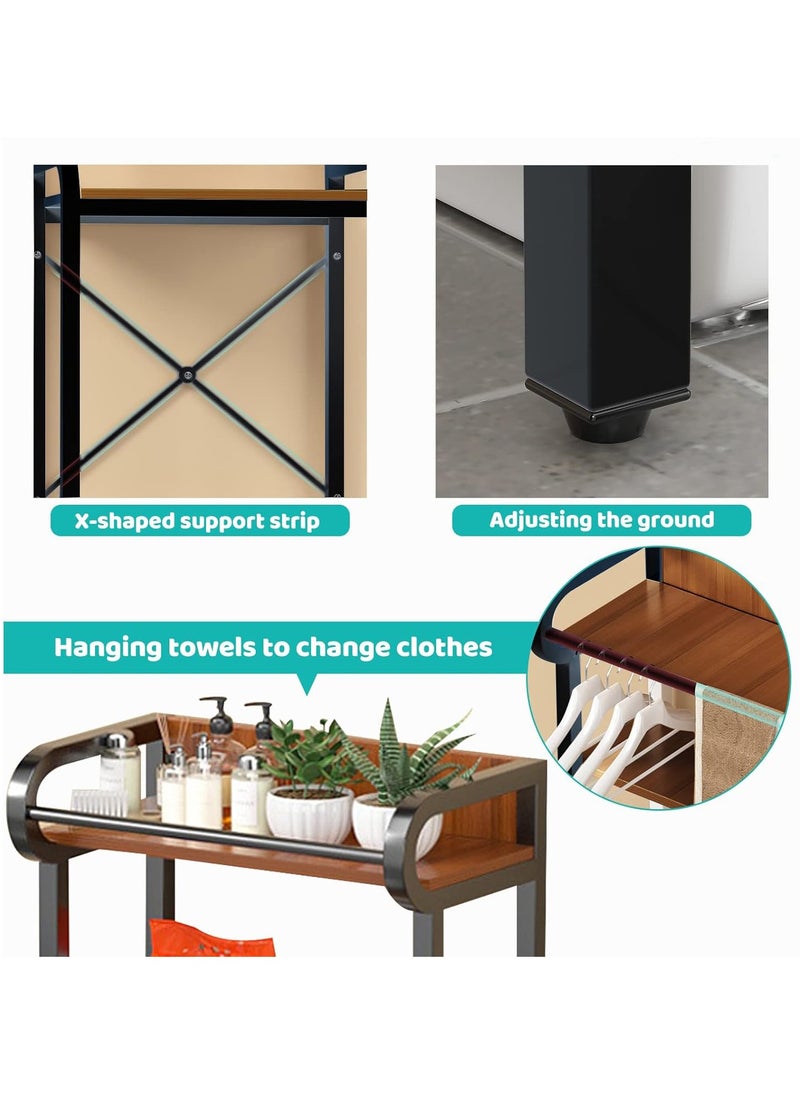 XiuWoo 3 Shelves Toilet Drum Washing Machine Rack, Bathroom Corner Stand Storage Organizer Accessories, Free Standing Home Office Storage Rack for Space Saver with Towel Rack  - Image 5