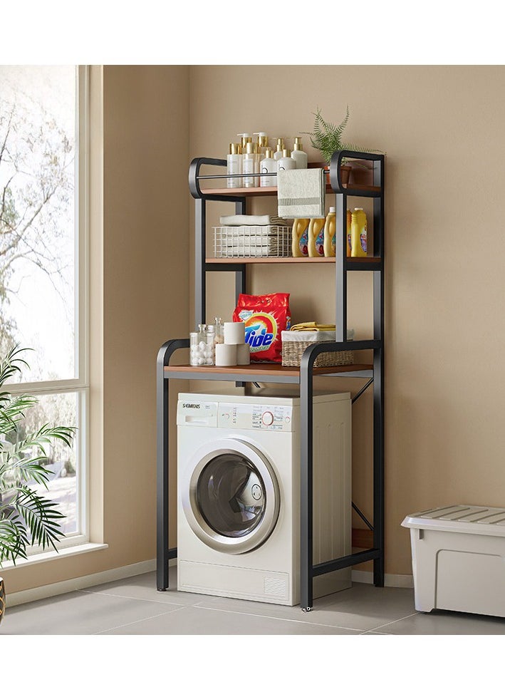 XiuWoo 3 Shelves Toilet Drum Washing Machine Rack, Bathroom Corner Stand Storage Organizer Accessories, Free Standing Home Office Storage Rack for Space Saver with Towel Rack  - Image 1