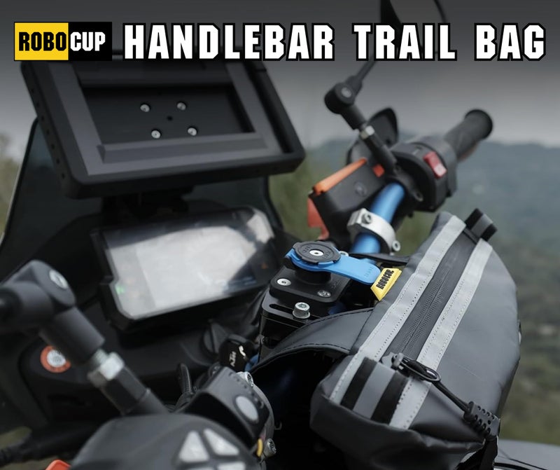 ROBOCUP Handlebar Trail Bag for Adventure Motorcycles, Dirt Bikes, ATV, eBikes | 2L Storage for Tools, Phone, Keys, Snacks | Heavy Duty Water Resistant PVC Material, Glove-Friendly Waterproof Zippers - Image 3