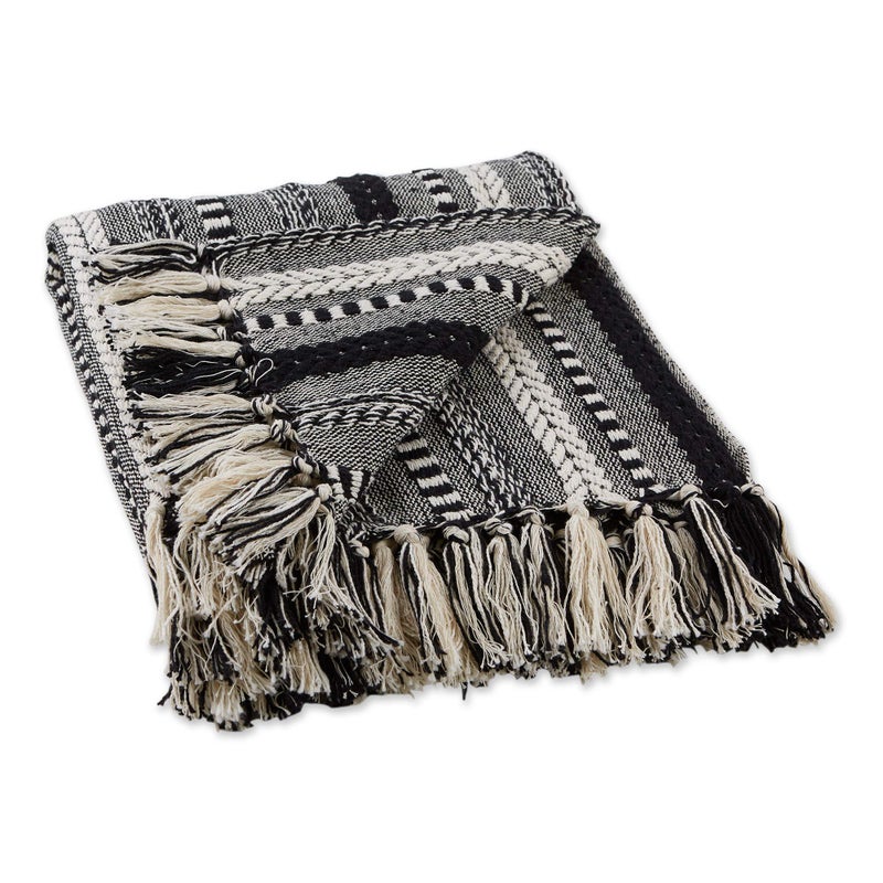 DII Braided Striped Decorative Throw Blanket 50x60 Black