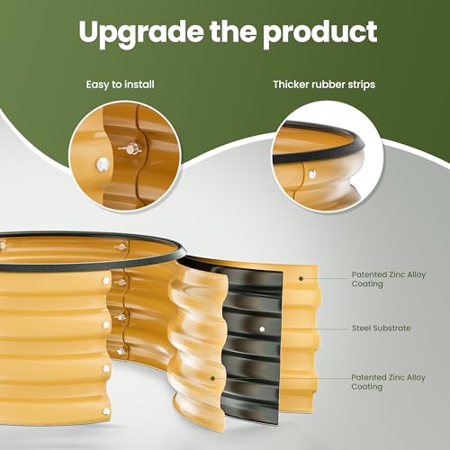 ZXZYHFTY Round Galvanized Raised Garden Bed kit,Yellow Outdoor Garden Raised Planter Box, Round Large Metal Raised Garden Beds for Vegetable 2 * 2 * 1ft 2 Pcs - Image 3