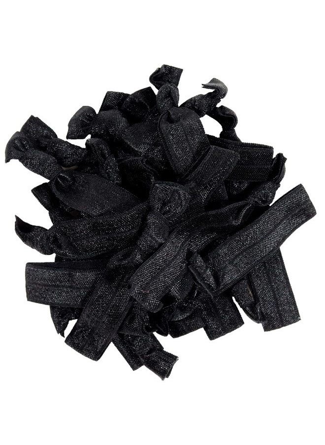 Kenz Laurenz Black Hair Ties No Crease Ponytail Holders (Available in Lots of Pack Quantities) - Ouchless Elastic Styling Accessories Pony Tail Holder Ribbon Bands - By Kenz Laurenz (50 Pack)  - Image 1