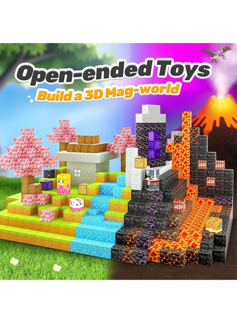 120PCS Magnetic Blocks - Build Mine Magnet World Magic Portal Set, Magnetic Tiles 1" Building Blocks Toddler Toys STEM Sensory Outdoor Toys for 3+ Year Old Boys & Girls, Creative Kids Games Kids Toys  - Image 2