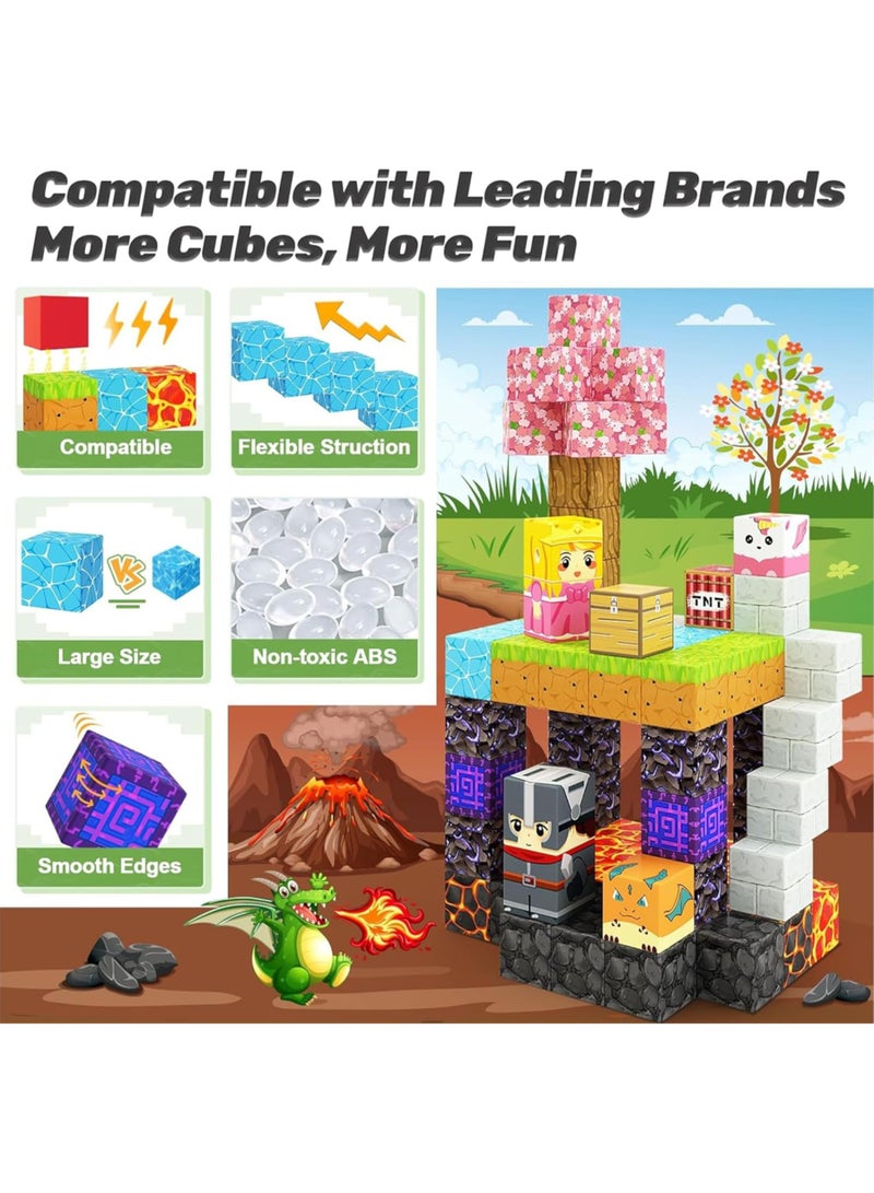 120PCS Magnetic Blocks - Build Mine Magnet World Magic Portal Set, Magnetic Tiles 1" Building Blocks Toddler Toys STEM Sensory Outdoor Toys for 3+ Year Old Boys & Girls, Creative Kids Games Kids Toys  - Image 5