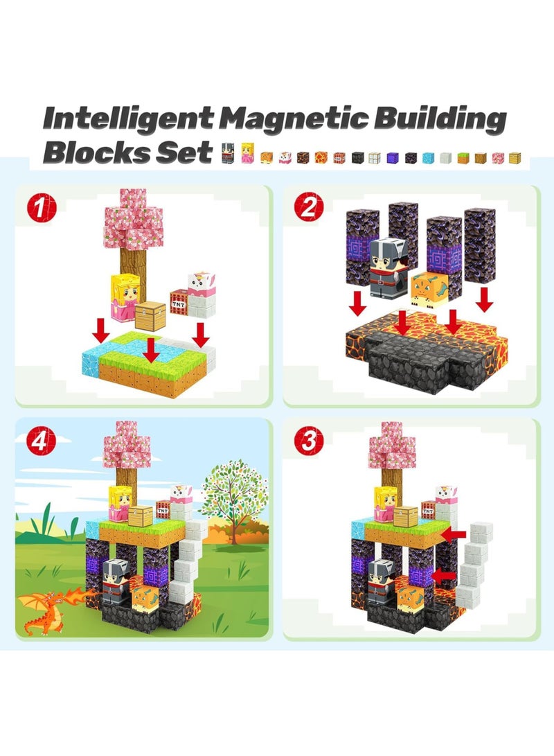 120PCS Magnetic Blocks - Build Mine Magnet World Magic Portal Set, Magnetic Tiles 1" Building Blocks Toddler Toys STEM Sensory Outdoor Toys for 3+ Year Old Boys & Girls, Creative Kids Games Kids Toys  - Image 5