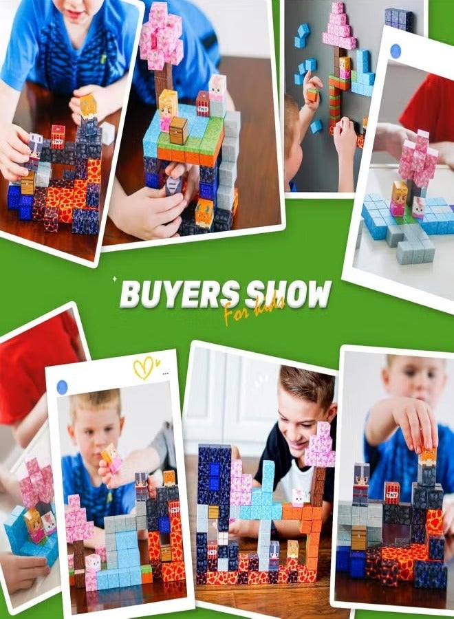 باكا رابيت ١٢٠ قطعة من المكعبات المغناطيسية عالية القوة – مجموعة بوابة السحر لبناء عالم Mine Magnet، بلاطات مغناطيسية بقياس 1 بوصة، ألعاب تركيب تعليمية (STEM) حسّية للأطفال، مناسبة للبنين والبنات من عمر ٣ سنوات فما فوق، ألعاب إبداعية للأطفال. - Image 2