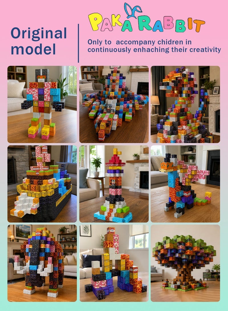 Paka Rabbit 120PCS High-Strength Magnetic Blocks - Build Mine Magnet World Magic Portal Set, Magnetic Tiles 1" Building Blocks Toddler Toys STEM Sensory Toys for 3+ Year Old Boys & Girls, Creative Kids Games. - Image 2