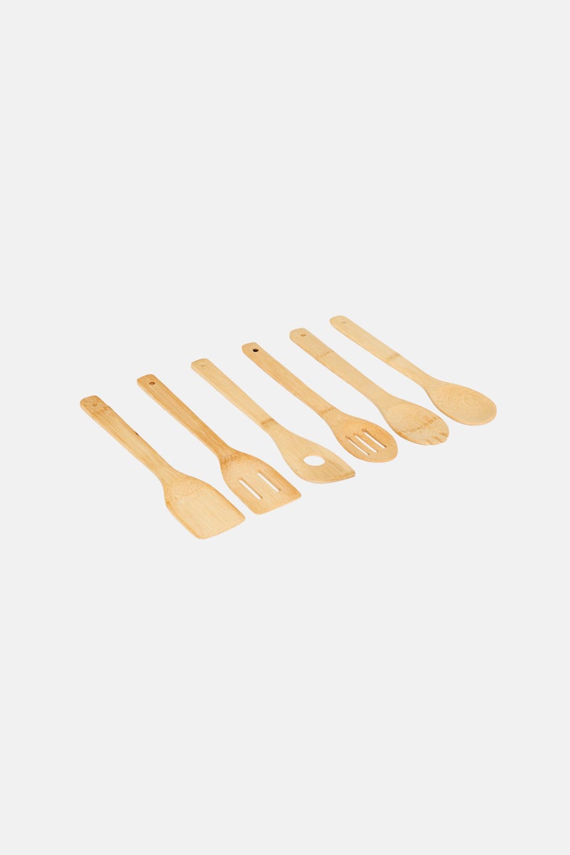 Bombay 7 Bamboo Kitchen Utensils with Round Storage Crock - Image 2