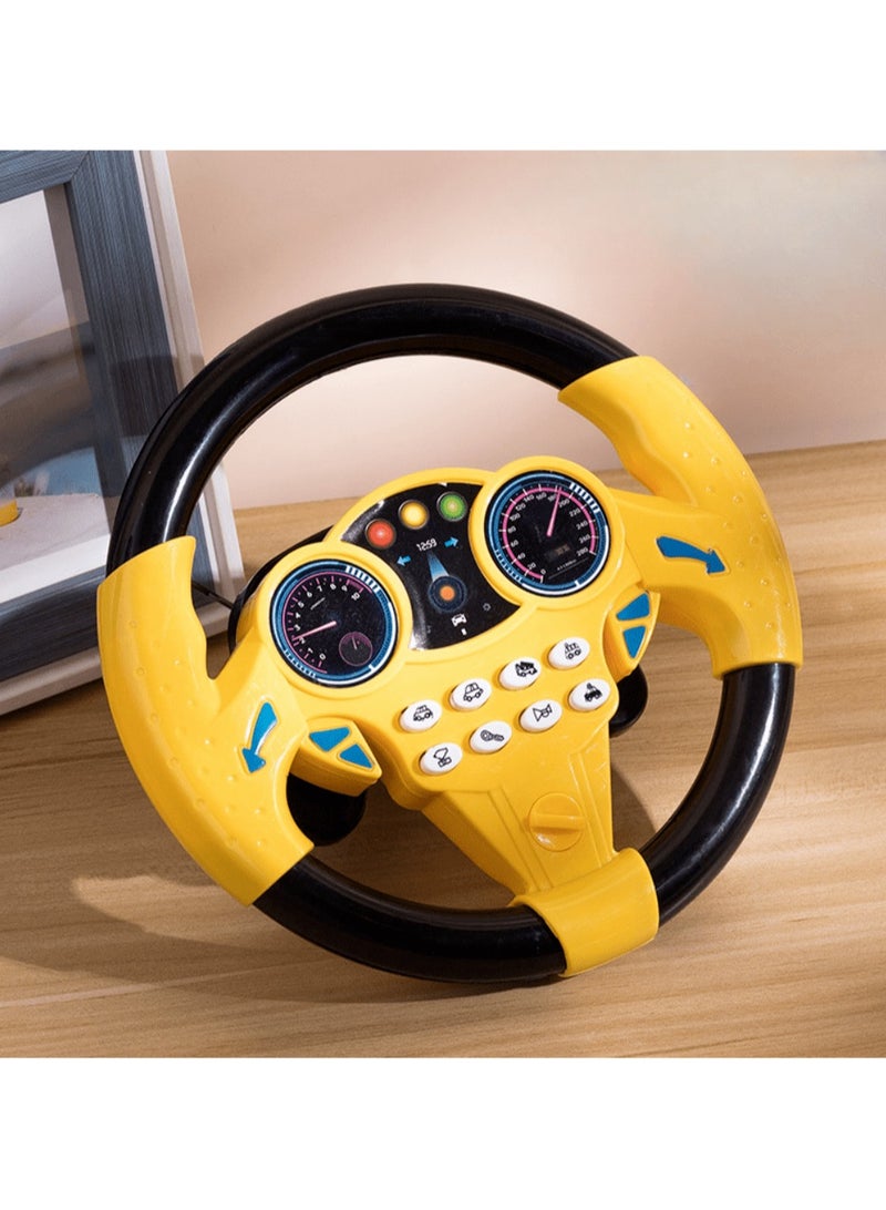 Baby Car Backseat Steering Wheel Simulator with Music and Light, Educational Toys for 1-8 Years Old Boys Girls Yellow  - Image 3