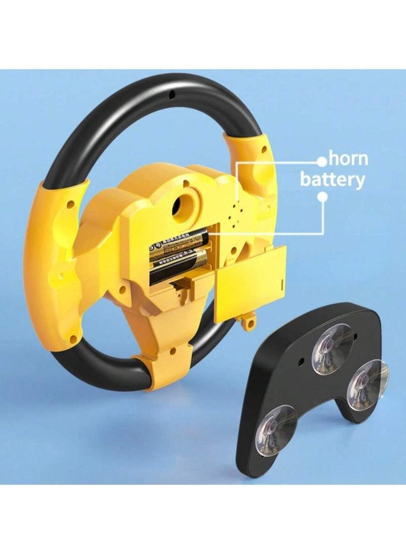 Baby Car Backseat Steering Wheel Simulator with Music and Light, Educational Toys for 1-8 Years Old Boys Girls Yellow  - Image 4