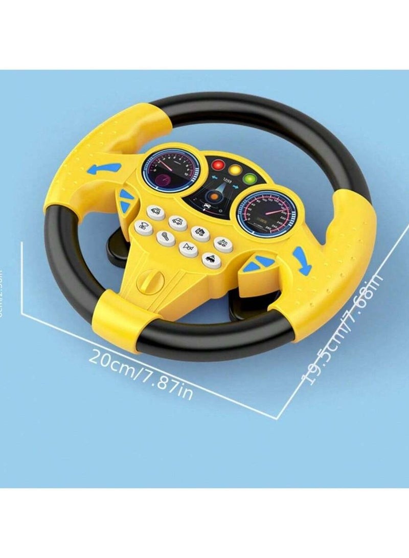 Baby Car Backseat Steering Wheel Simulator with Music and Light, Educational Toys for 1-8 Years Old Boys Girls Yellow  - Image 5
