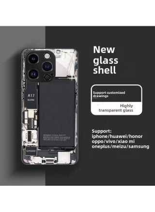 Circuit Board Phone Case For 13 14promax Creative 12 Cool 15 Model Glass Case Funny Digital Computer IPhone Protective Cover-Color:High Permeable Glass Shell-Graphite Black-GML128-Applicable Model:i - pzsku/Z6083DFF3B4CE8024B357Z/45/1742494120/29ef0a88-c961-466e-8700-7fcc63969efd