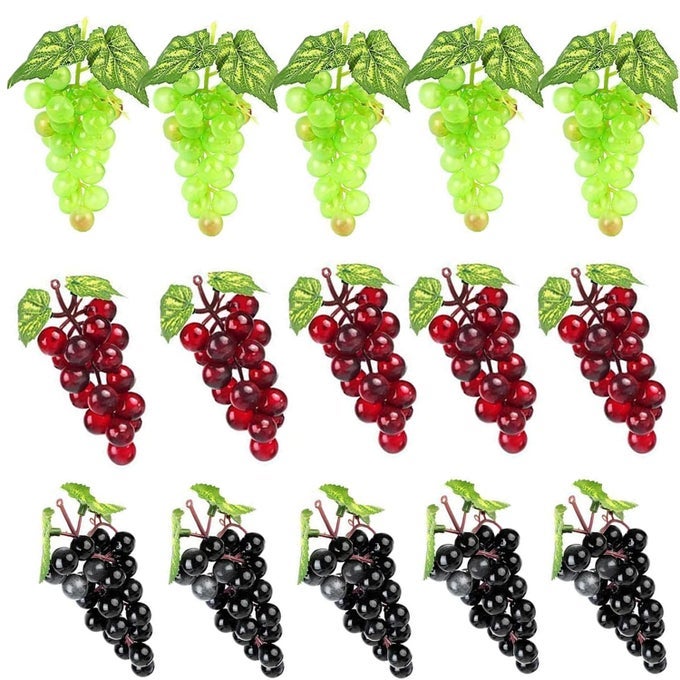 15 BUNCHES ARTIFICIAL HIGH SIMULATION GRAPES IN BLACK RED GREEN FOR WEDDING HOME DECORATION KITCHEN OFFICE PHOTOGRAPHY PROPS