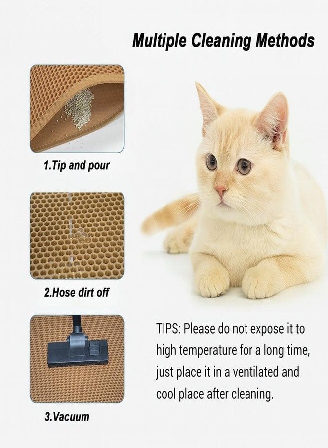 Mom's Aura Cat Litter Mat Litter Box Mat for Kitty, EVA Honeycomb Double Layer Design, Urine & Waterproof Scatter Control, Less Waste, Easier To Clean,Non Slip (Brown 75 x 60cm) - Image 5