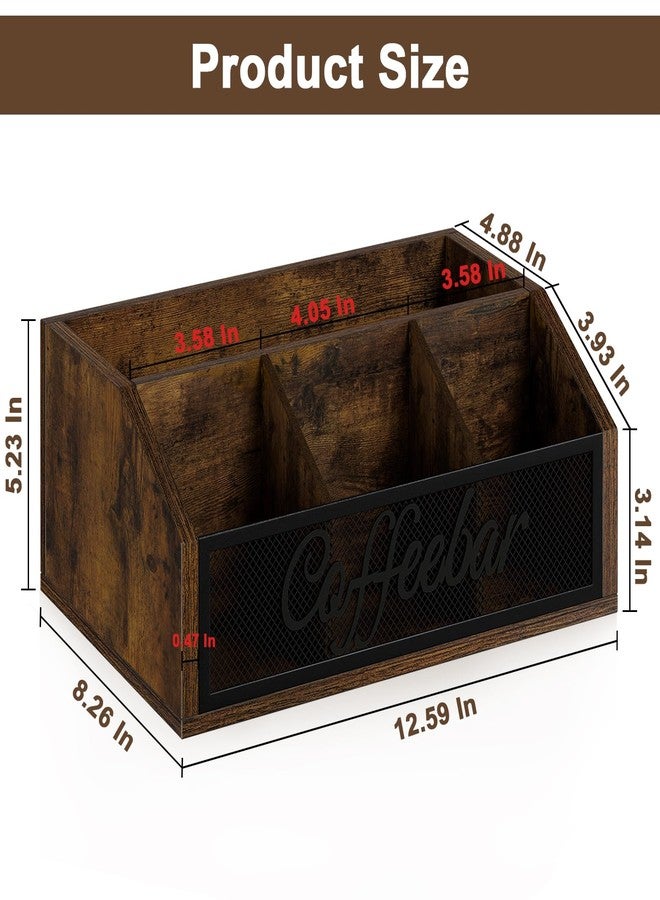 YINMIT Coffee Station Organizer for Countertop, Wood Coffee Bar Organizer with Removable Dividers for Pods, Syrup, Cups, Stirrer, Tea - Office Coffee Bar Accessories - Image 3