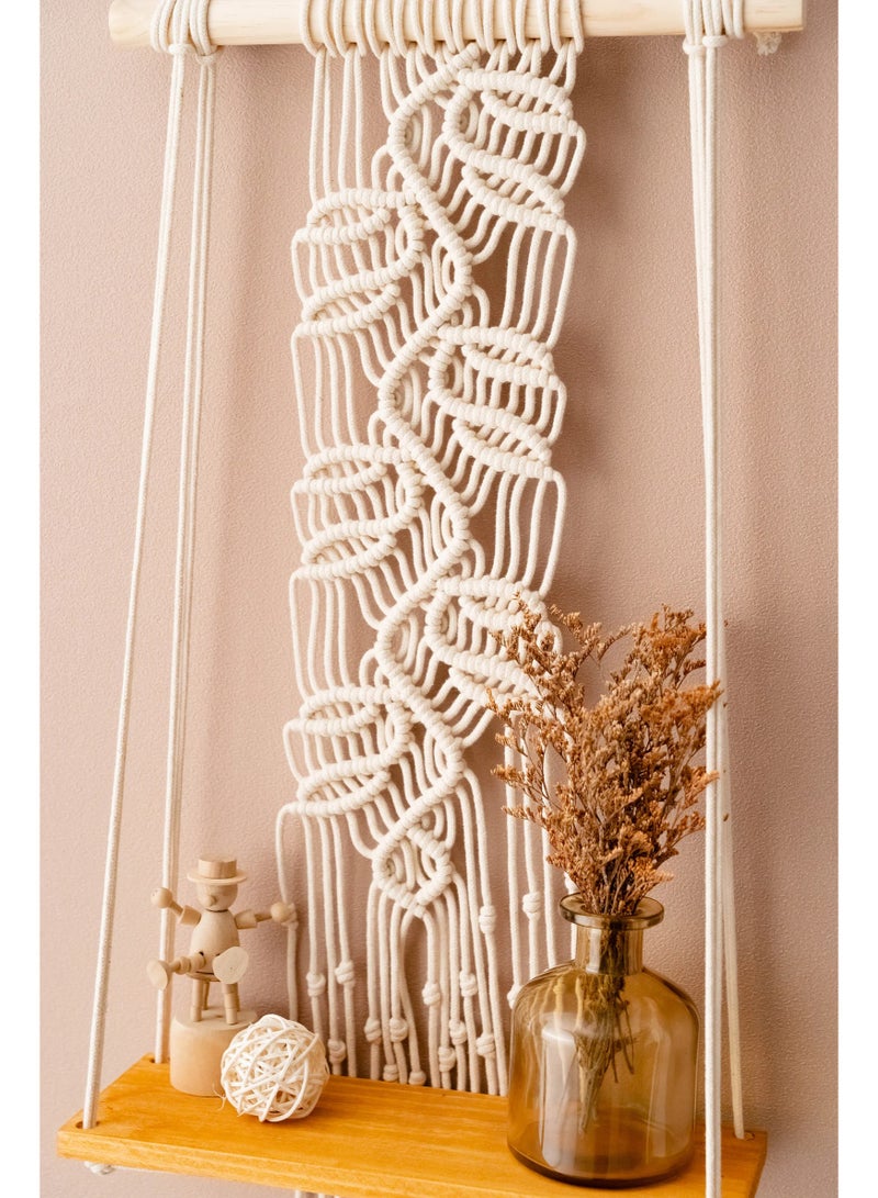 Antikiano Boho Macrame Hanging Shelf with an Elegant Design – Perfect for Adding a Natural and Modern Touch to Your Home Decor. Suitable for Living Rooms, Bedrooms, or Even Cozy Corners.  - Image 3
