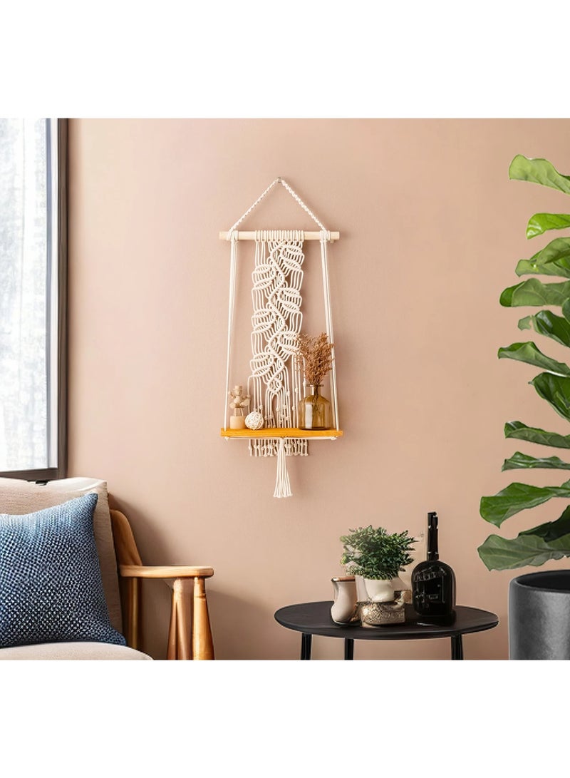 Antikiano Boho Macrame Hanging Shelf with an Elegant Design – Perfect for Adding a Natural and Modern Touch to Your Home Decor. Suitable for Living Rooms, Bedrooms, or Even Cozy Corners.  - Image 1