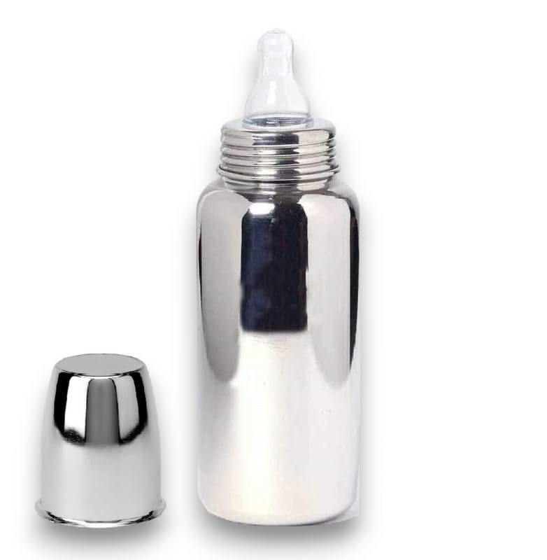 RB POINT Baby Stainless Steel Feeding Bottle For Kids/New Born-304 Grade Quality-Feeding Bottle For Milk&WaterINo Plastic I(240 Ml)Silver Pack Of 1 - Image 1