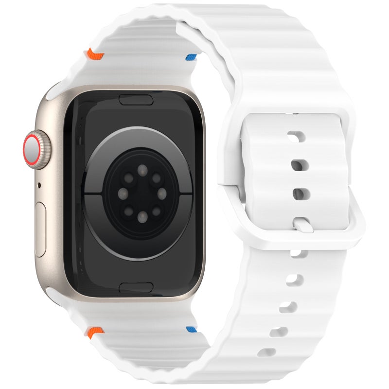 CHOiCE For Watch Series 9 41mm Wavy Grain Stitched Silicone Watch Band(White) - Image 2