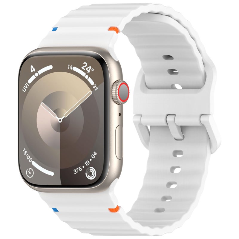 CHOiCE For Watch Series 9 41mm Wavy Grain Stitched Silicone Watch Band(White) - Image 1