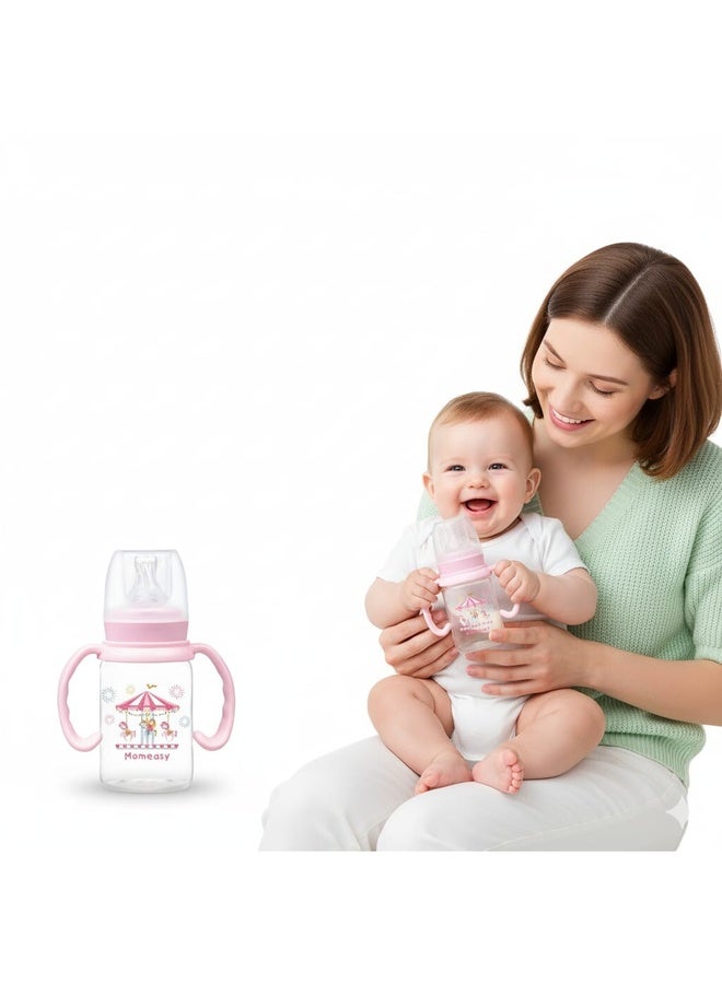 Momeasy Standard Feeding Bottle with Handles – 4oz / 120ml 44603 Pink - Image 2