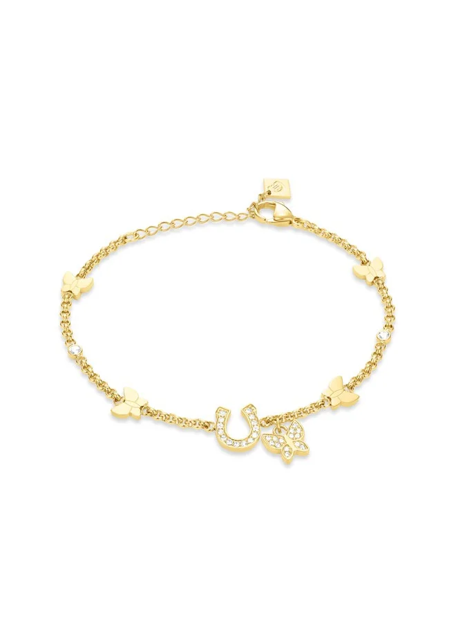 شيروتي 1881 Carlotta Gold Plated Crystals with Butterfly Charm Bracelet for Women