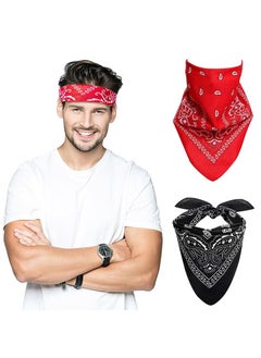 Generic 2PCS Paisley Bandanas -Head Scarf for Men and Women - Versatile Polyester-Cotton Headscarves for Parties and Cowboy Style  - Image 1