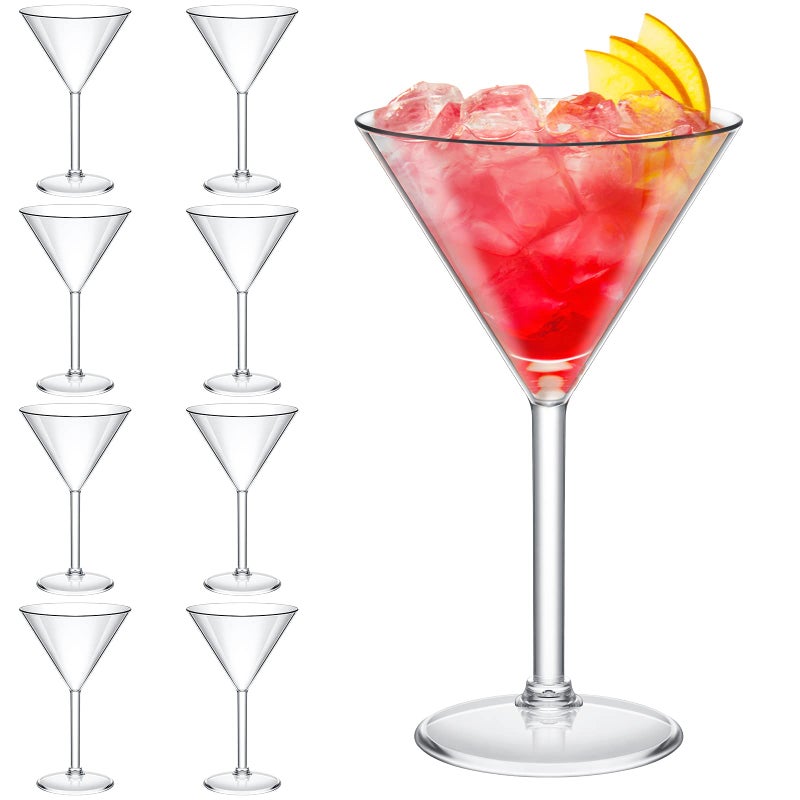 Perthlin Plastic Martini Glasses 10 oz Acrylic Unbreakable Cocktail Glasses Plastic Cups Dessert Cocktail Cups Drinkware Drink Glassware for Mousse Home Bar Restaurant Wedding Festival Party Supply 8 Pieces 