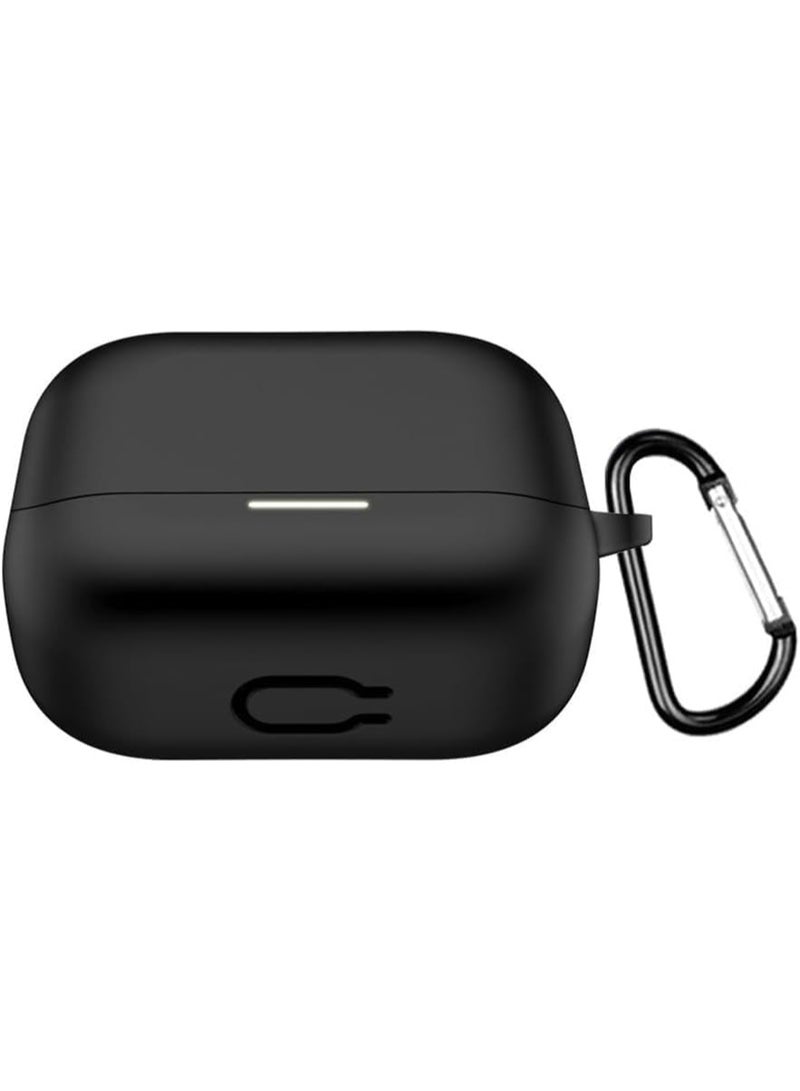 Silicone Cover Case Compatible with Anker Soundcore K20i – Portable Protective Case with Keychain, Soft Shockproof Silicone Sleeve for Anker K20i Charging Case (Black) - Image 2