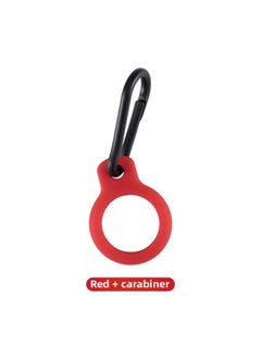 Suitable For Apple Airtag Silicone Protective Case Tracker Silicone Protective Case Anti-lost Airtags Protective Case-Color:082 Short Red + Mountaineering Buckle